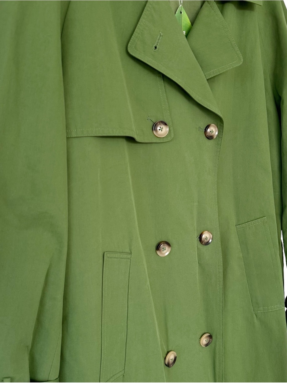 NWT Farm Rio Double Breasted Green Cotton Blend Trench Coat Size S - Picture 7 of 15